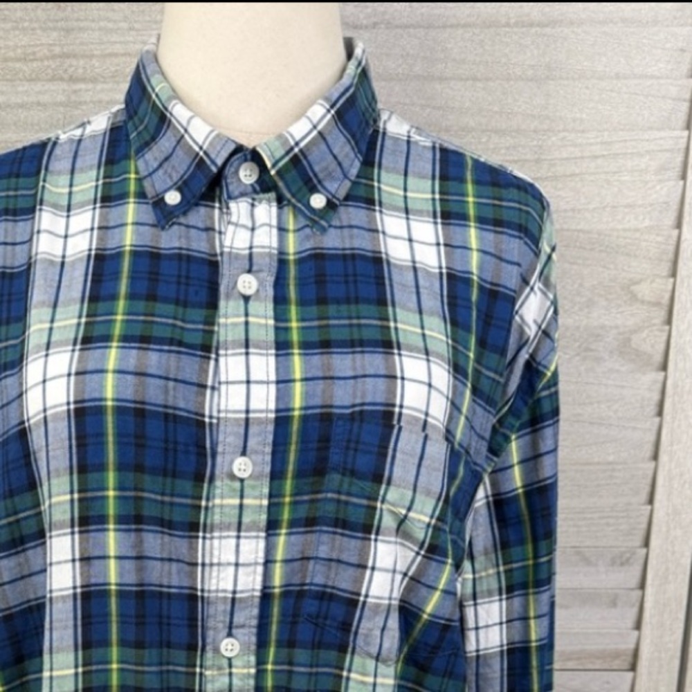 OLD NAVY Men's Slim Fit 100% Cotton Button Down Shirt Blue Plaid-XL